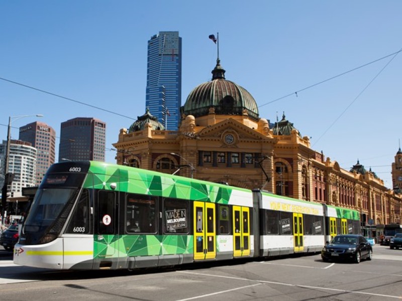 E Class tram on Flinders St Yarra Trams LR